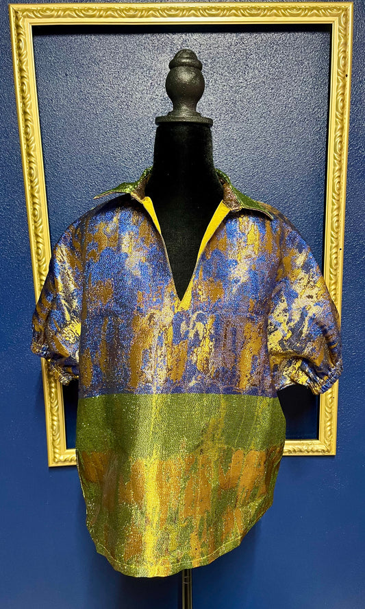 Vibeage THML Brocade Metallic Blouse