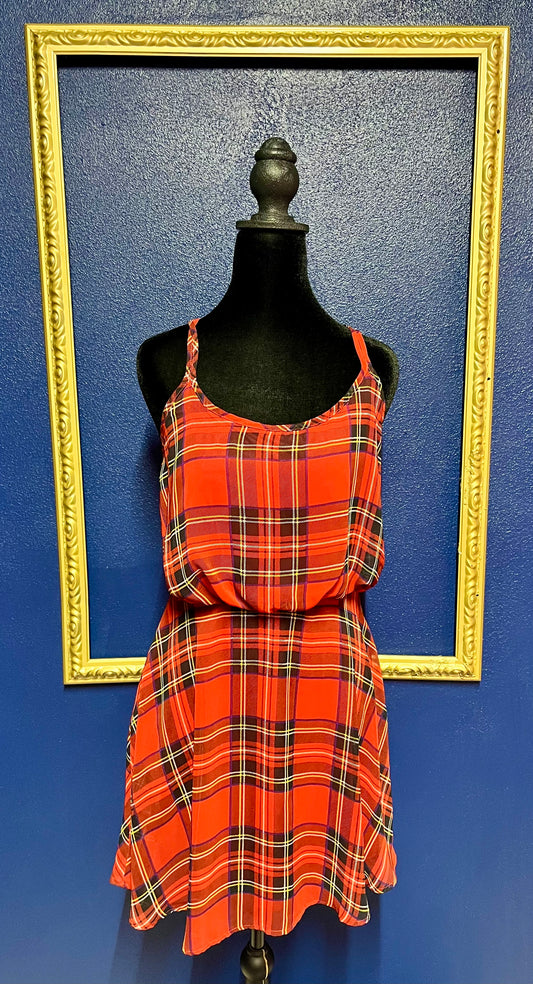 J. Roberts Red Plaid Spaghetti Strap Dress