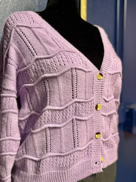 Belle Lavender Cropped Cardigan