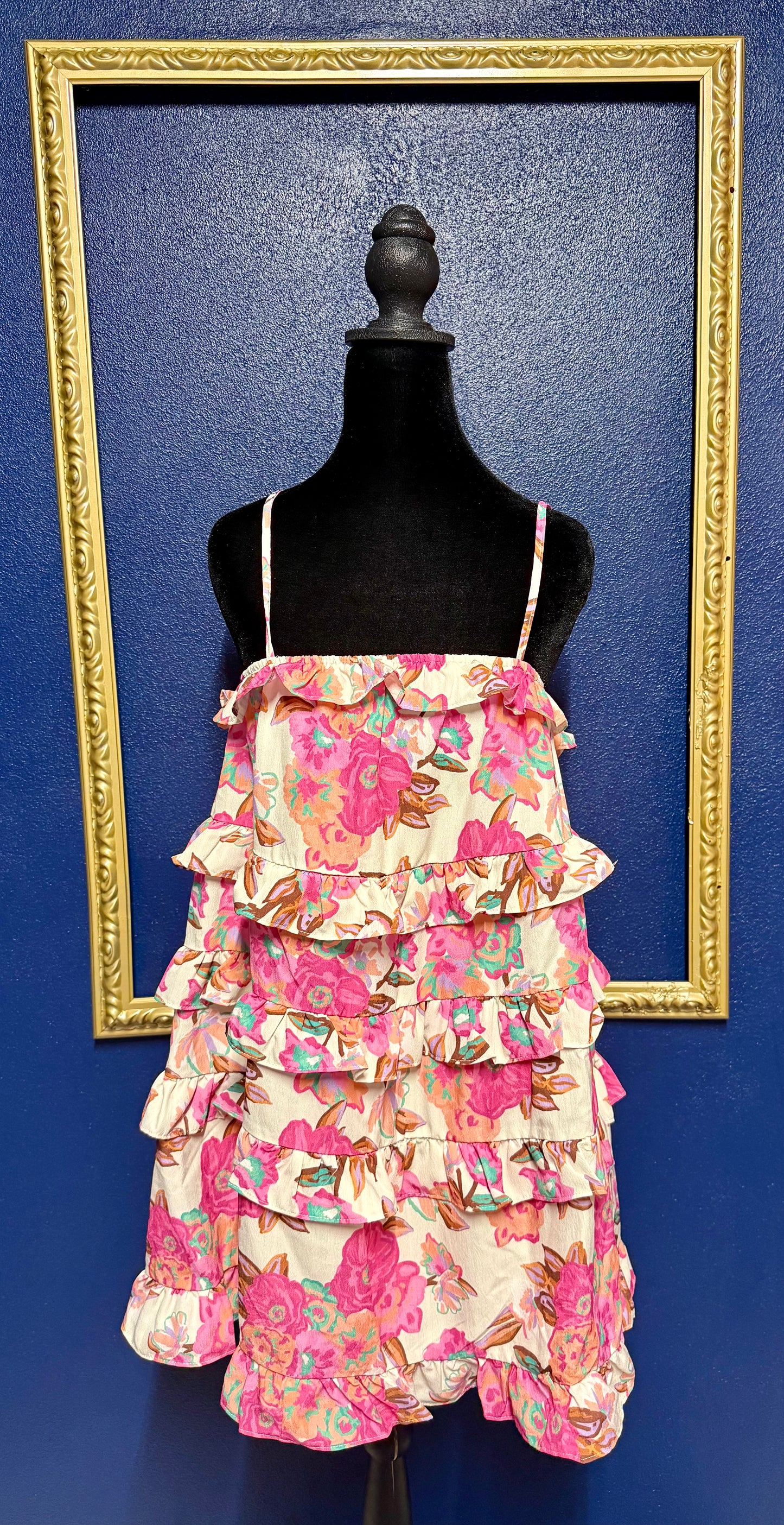 Pink Lily Floral Ruffled Dress