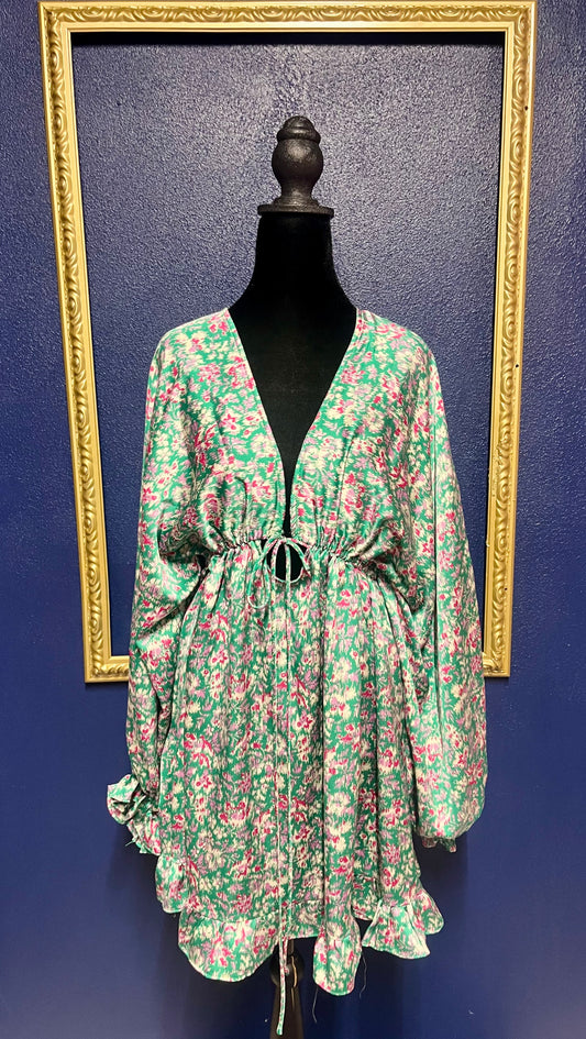 Meet Me in Santorini Green Silk Dress
