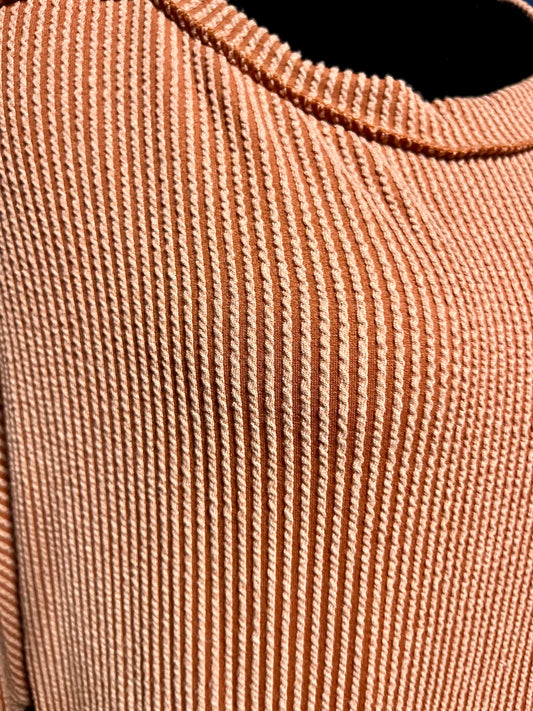 Reborn J Rust Ribbed Pullover