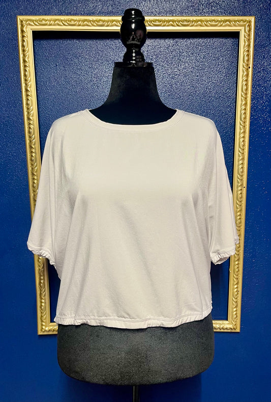 Zella Soft Gray Mesh Back Top