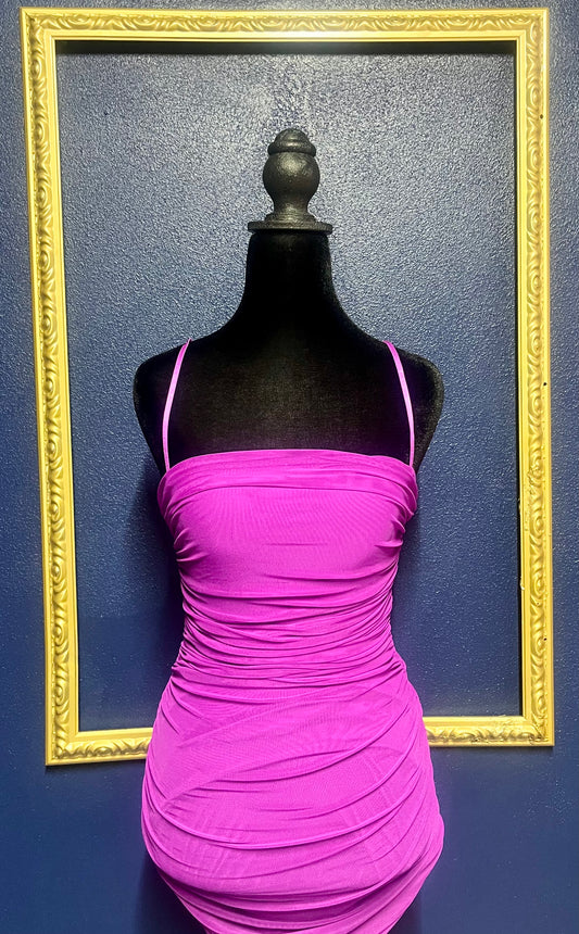 AFRM Bright Purple Rouched Mini Dress