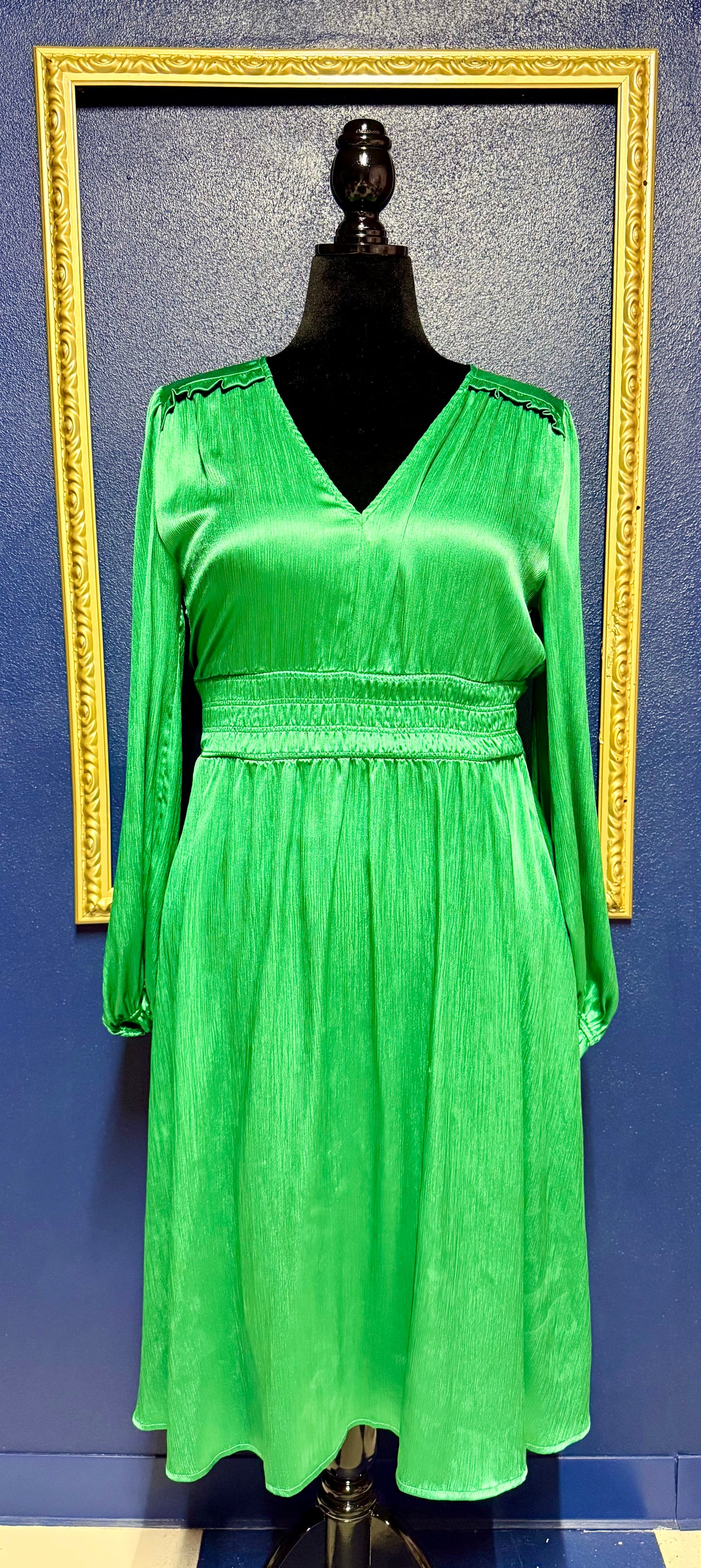 Pinch Green Silk Dress