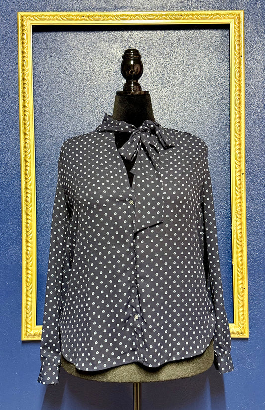 J. Crew Navy Print Blouse