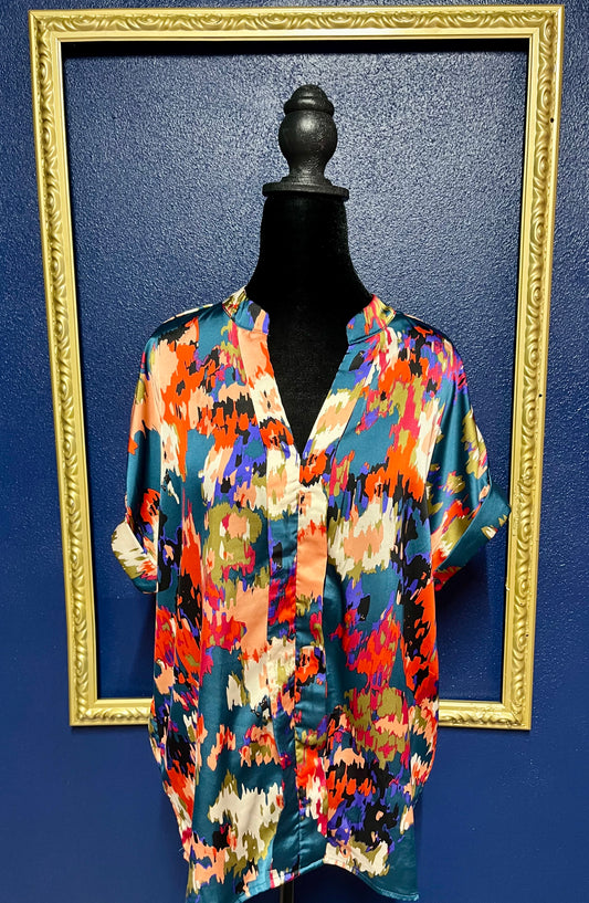 SHEIN Silky Short Sleeve Blouse