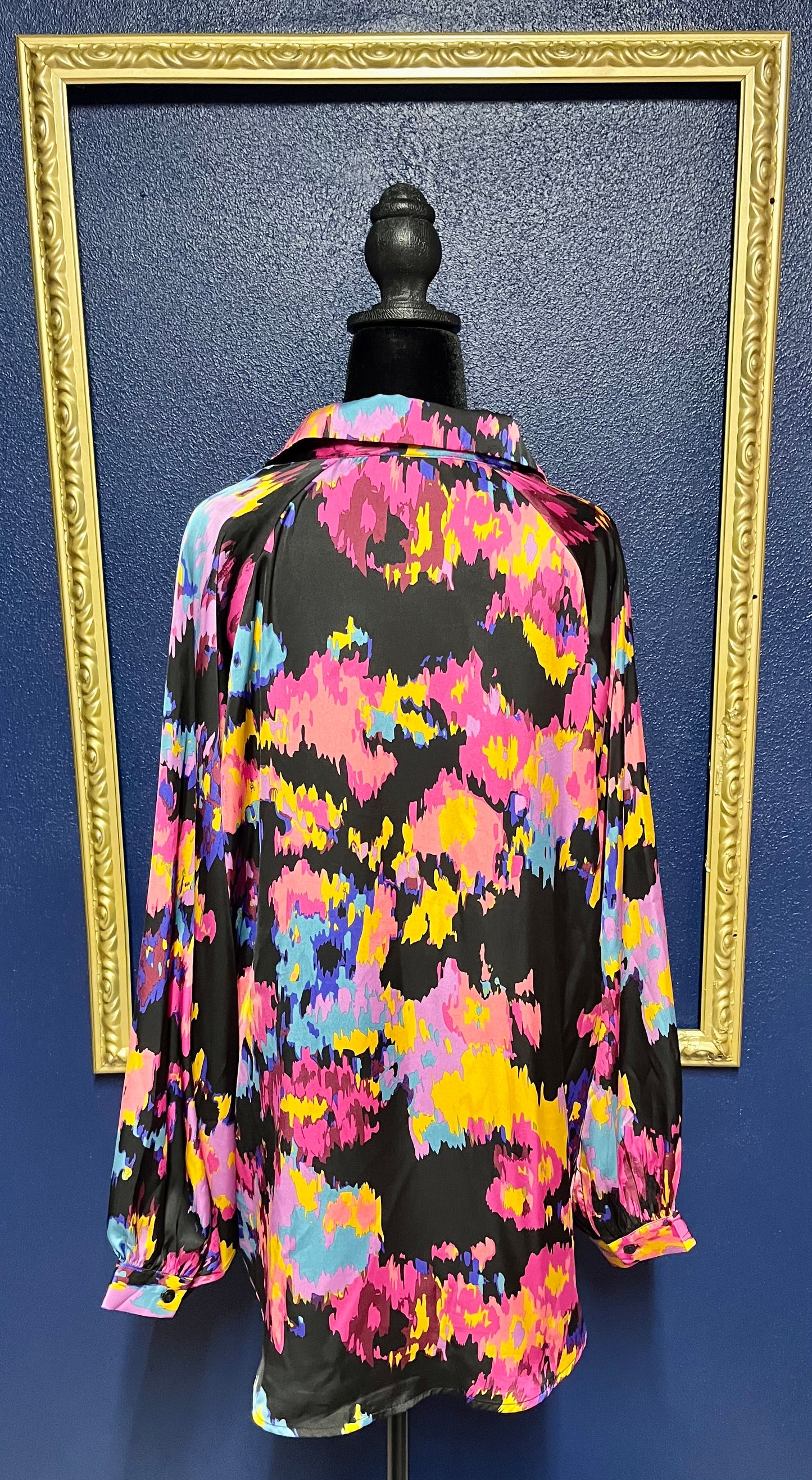Black and Neon Print Blouse
