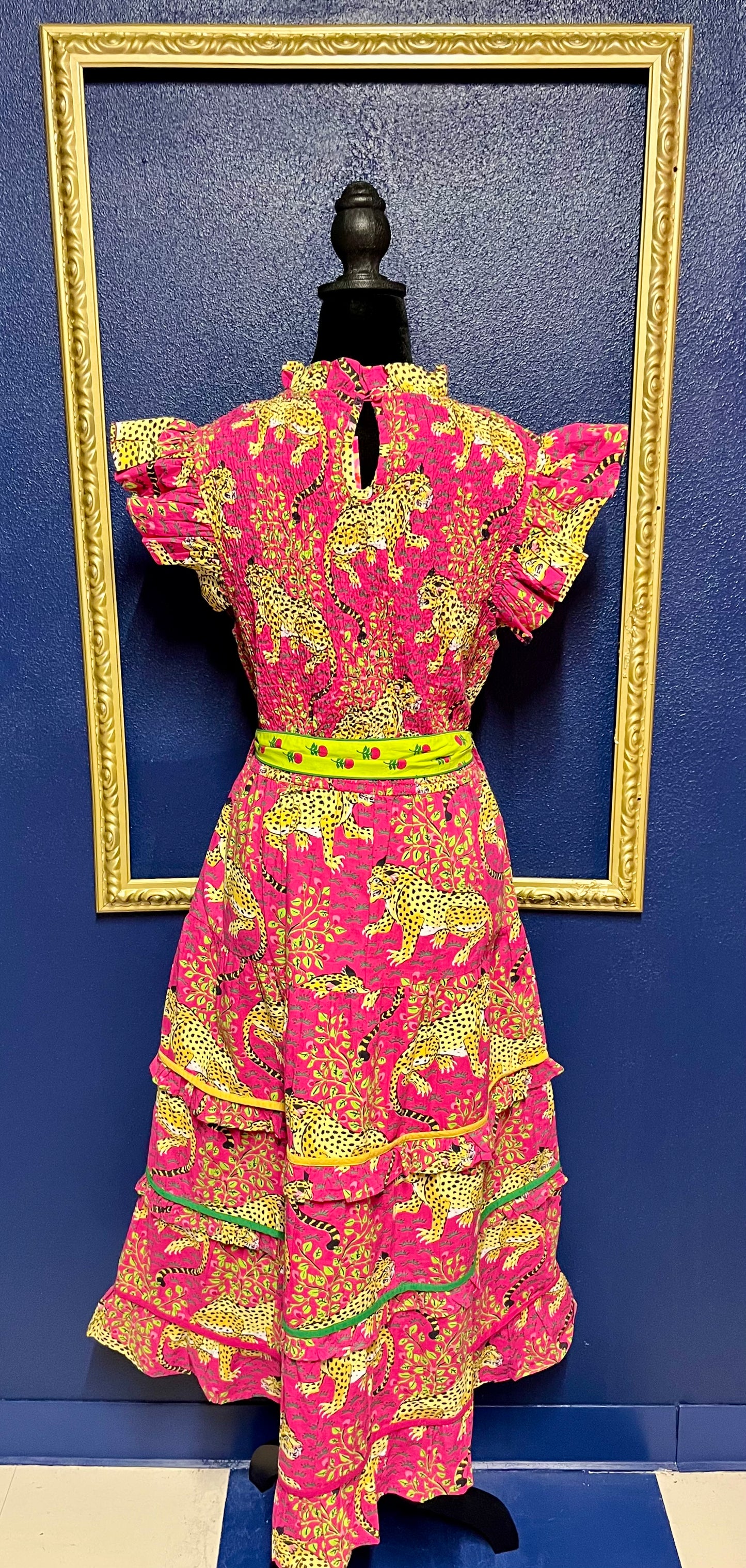 Printfresh Smocked Hot Pink Leopard Print Dress