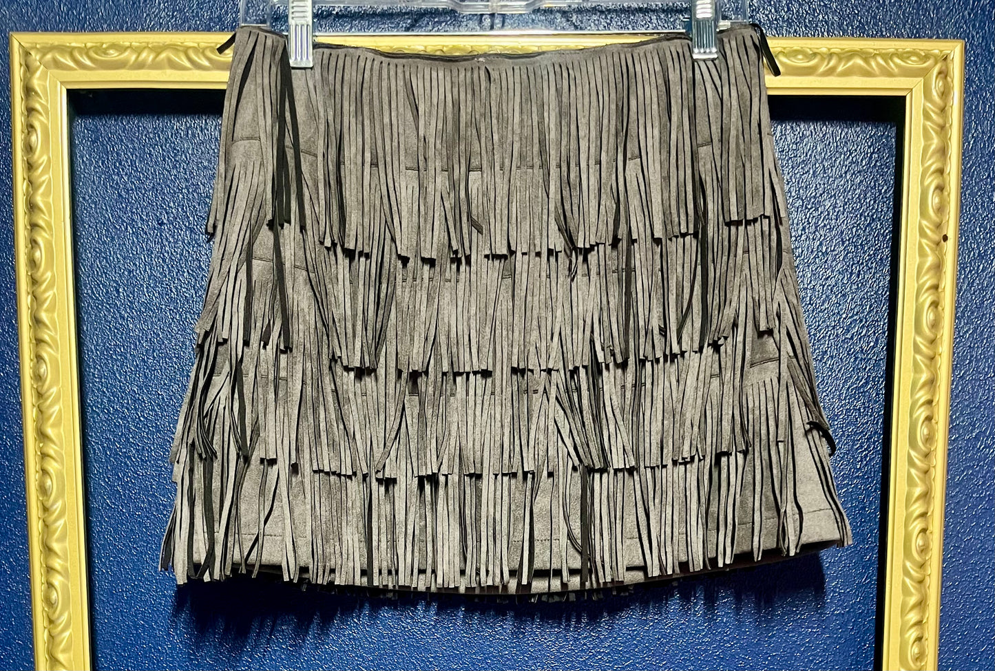 Suede Fringe Mini Skirt