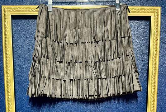 Suede Fringe Mini Skirt