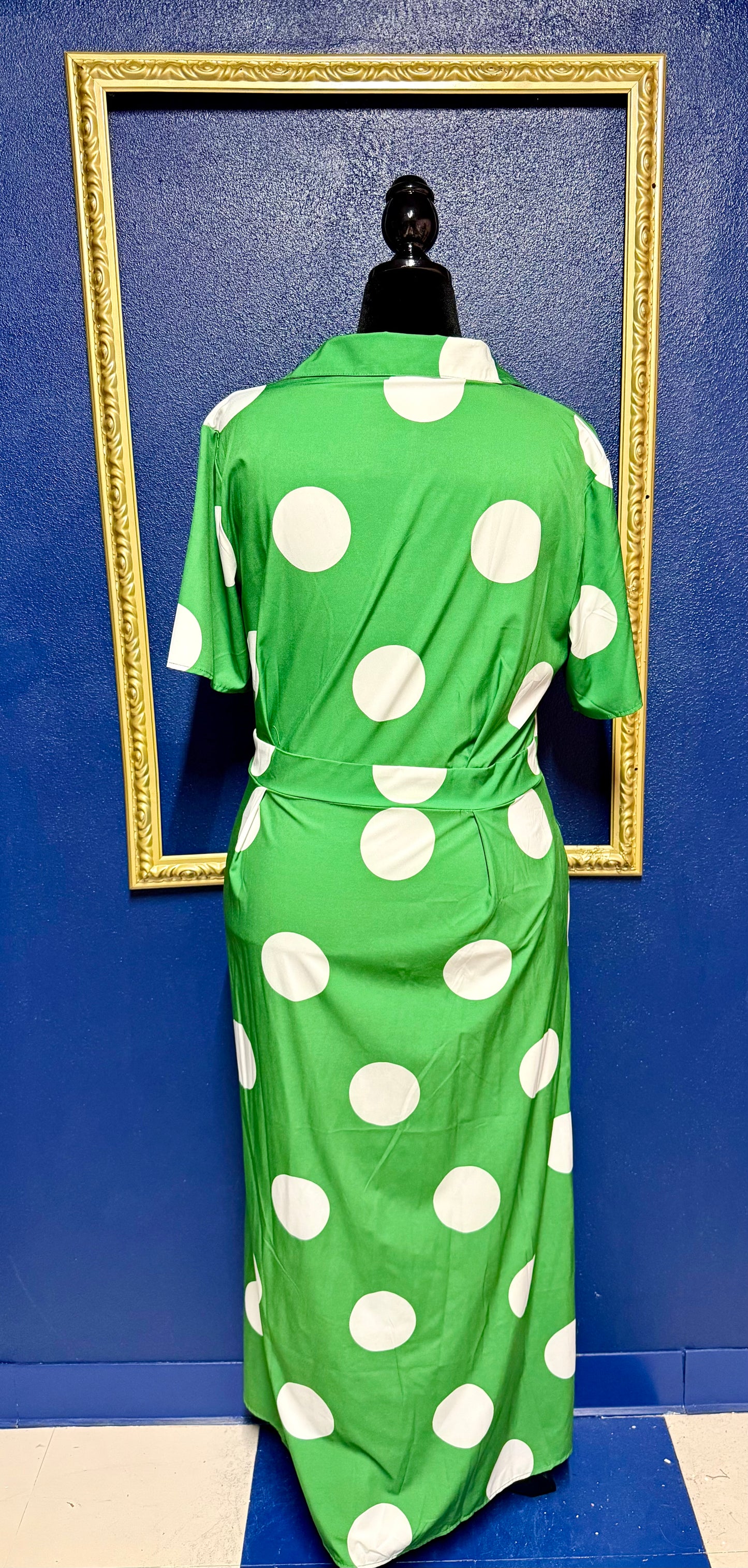 Green and White Polka Dot Dress