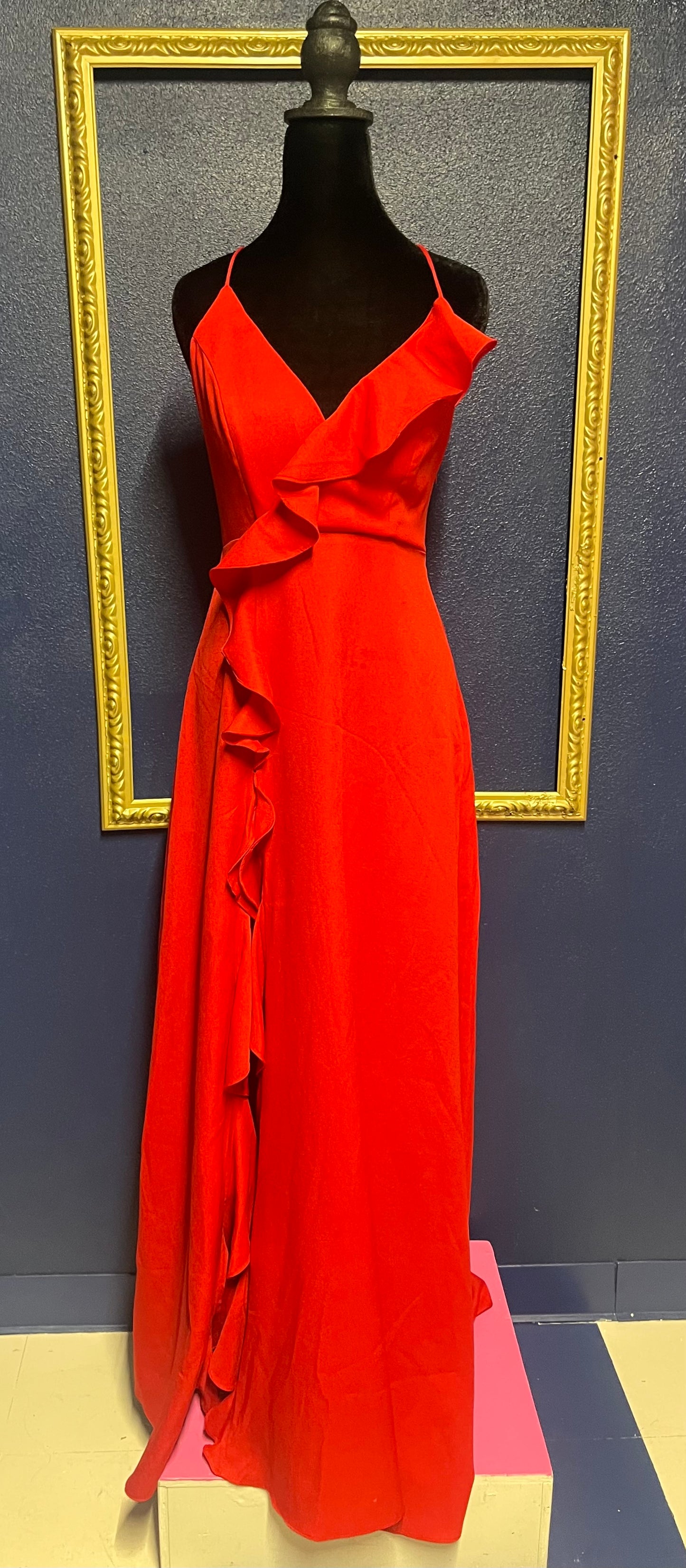 Red Ruffled Long Dress