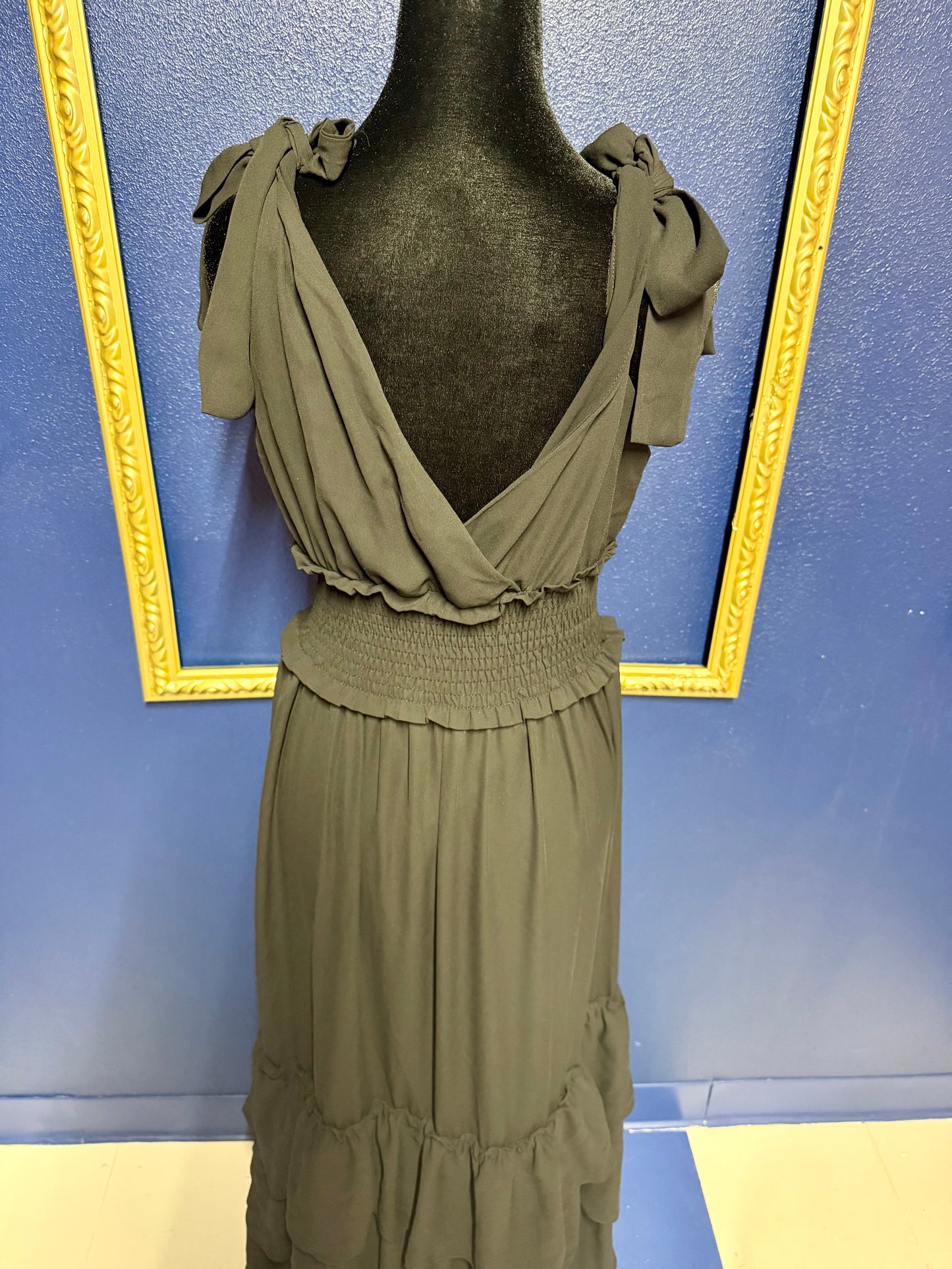 Strut & Bolt Black Smocked Waist Maxi Dress