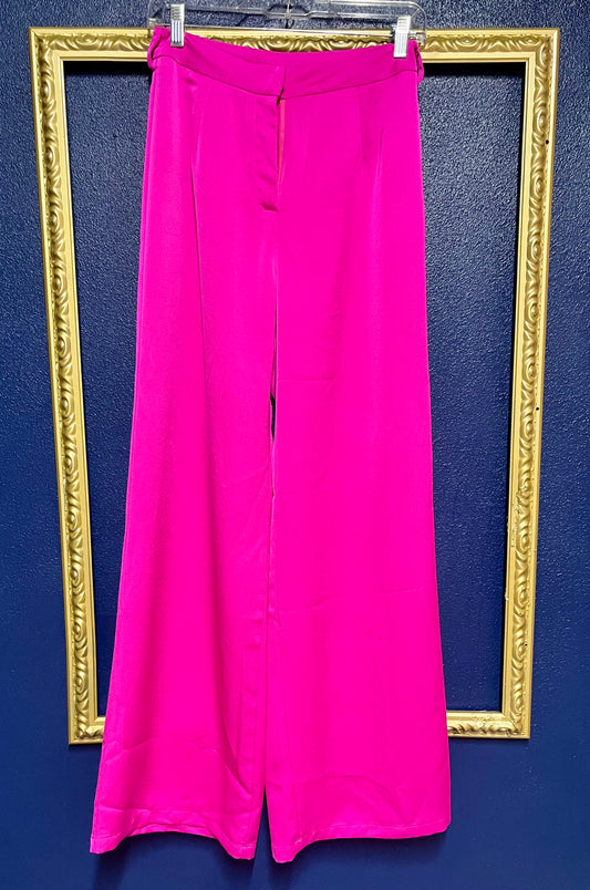 Neon Pink Silk Dress Pants
