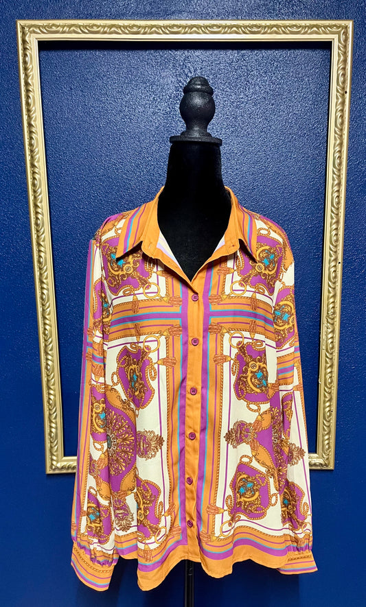 Flying Tomato Print Button Up Blouse