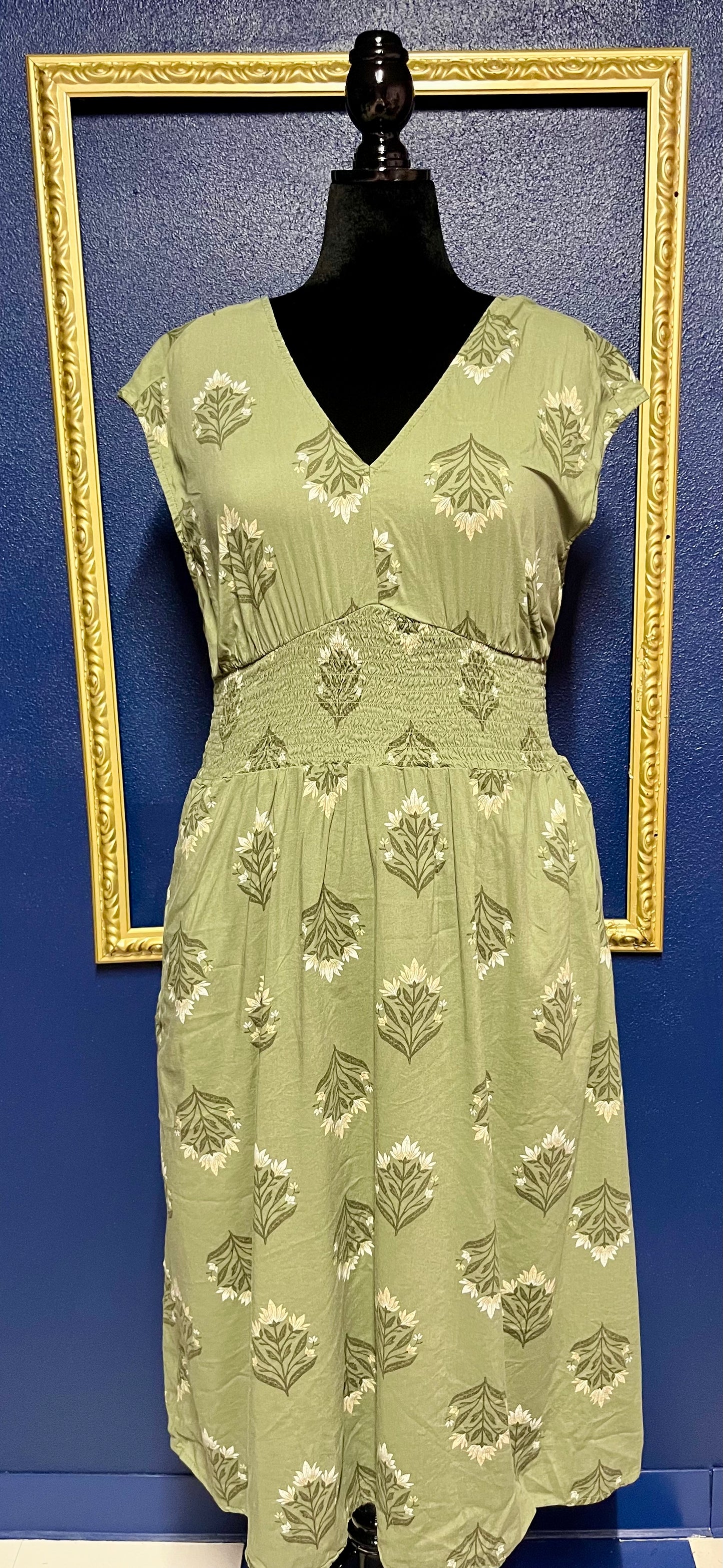 Old Navy Olive Floral Dress