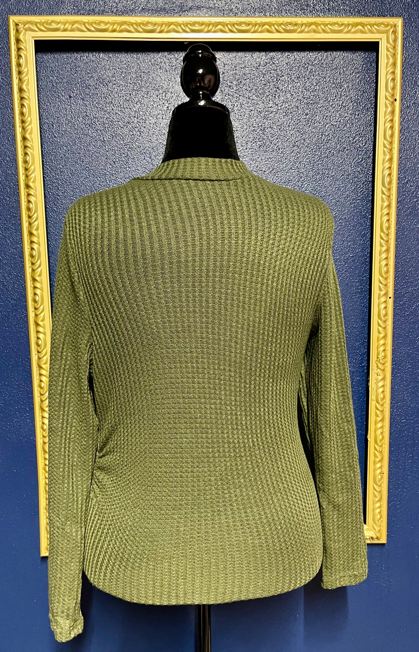 SHEIN Curve Olive Waffle Knit Tee