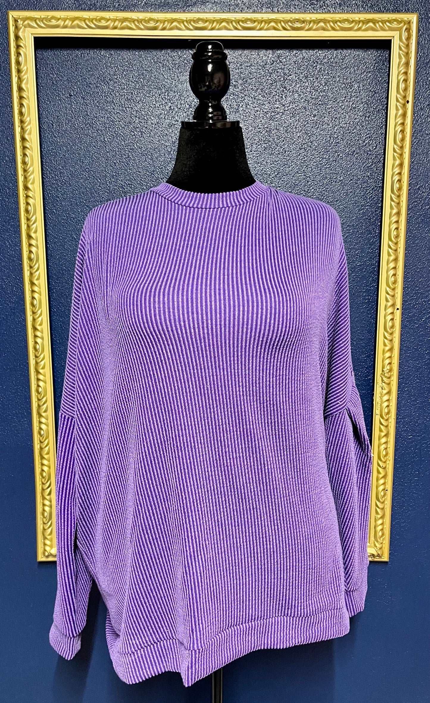Purple Ribbed Pullover
