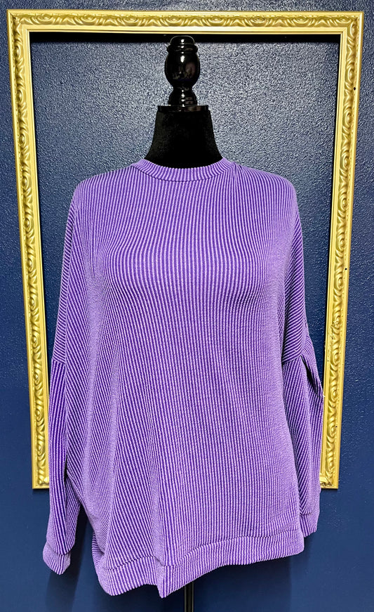 Purple Ribbed Pullover