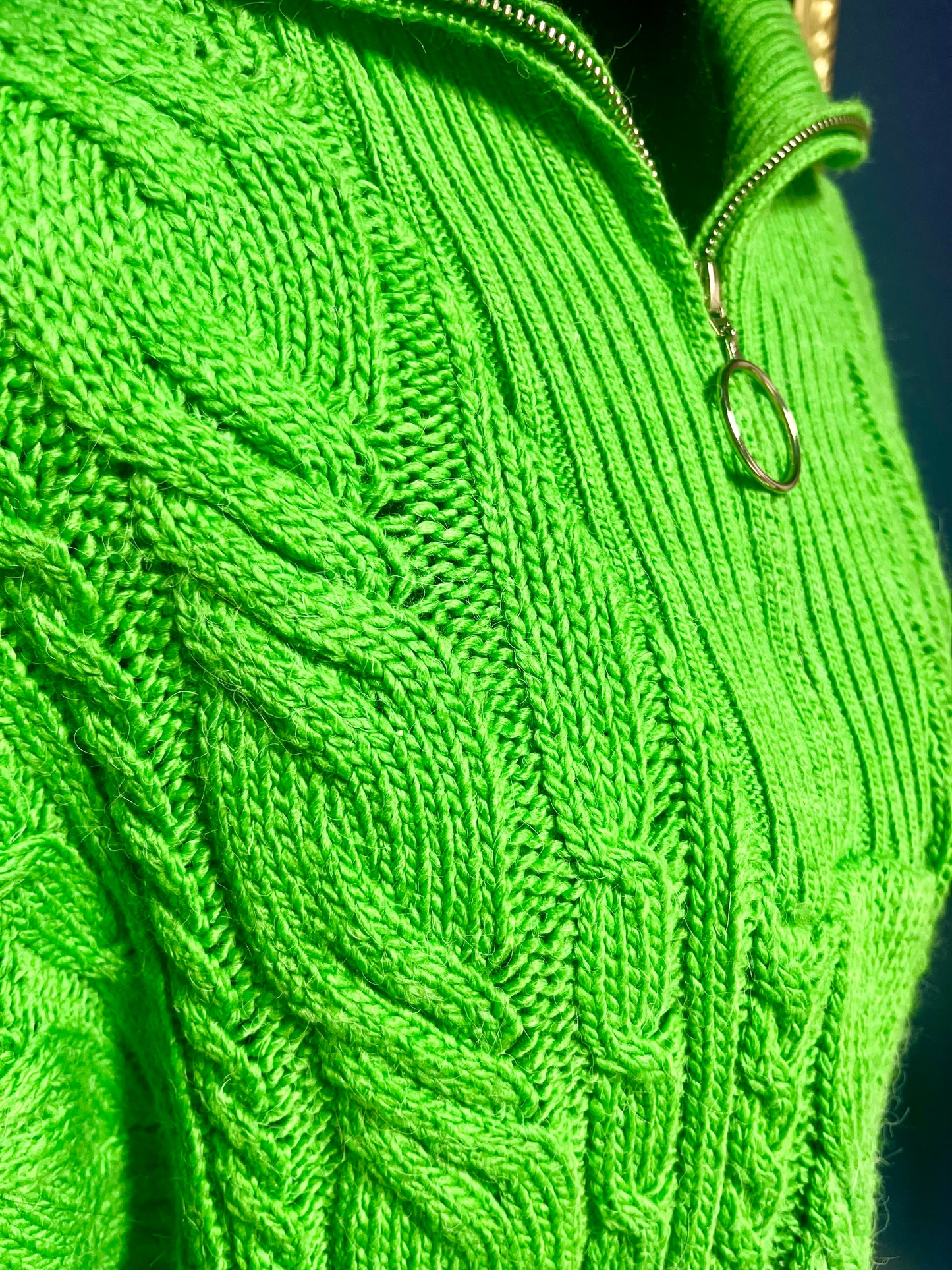 TOPSHOP Green Quarter Zip Sweater