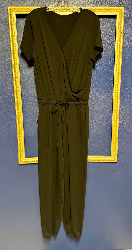Black Elastic Waist Jumpsuit