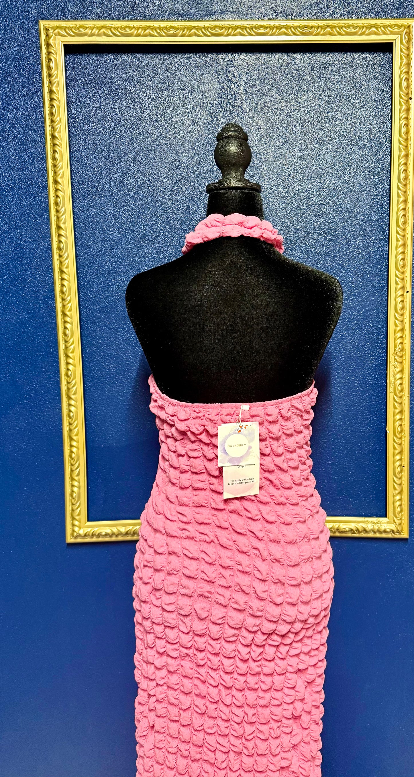 Novaorily Bubble Pink Halter Dress