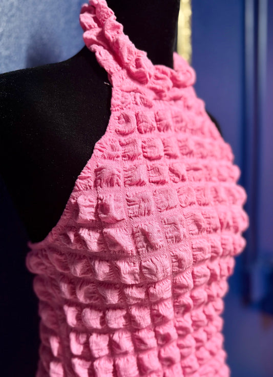 Novaorily Bubble Pink Halter Dress