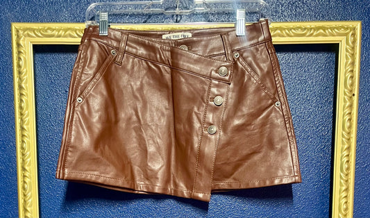 We the Free Brown Leather Wrap Skirt