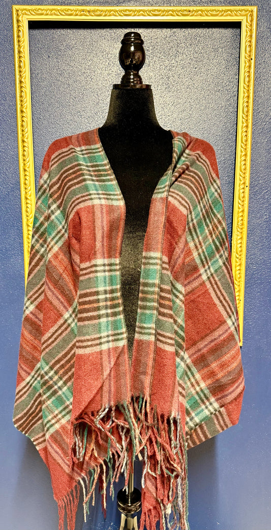 Super Soft Maroon Plaid Shawl