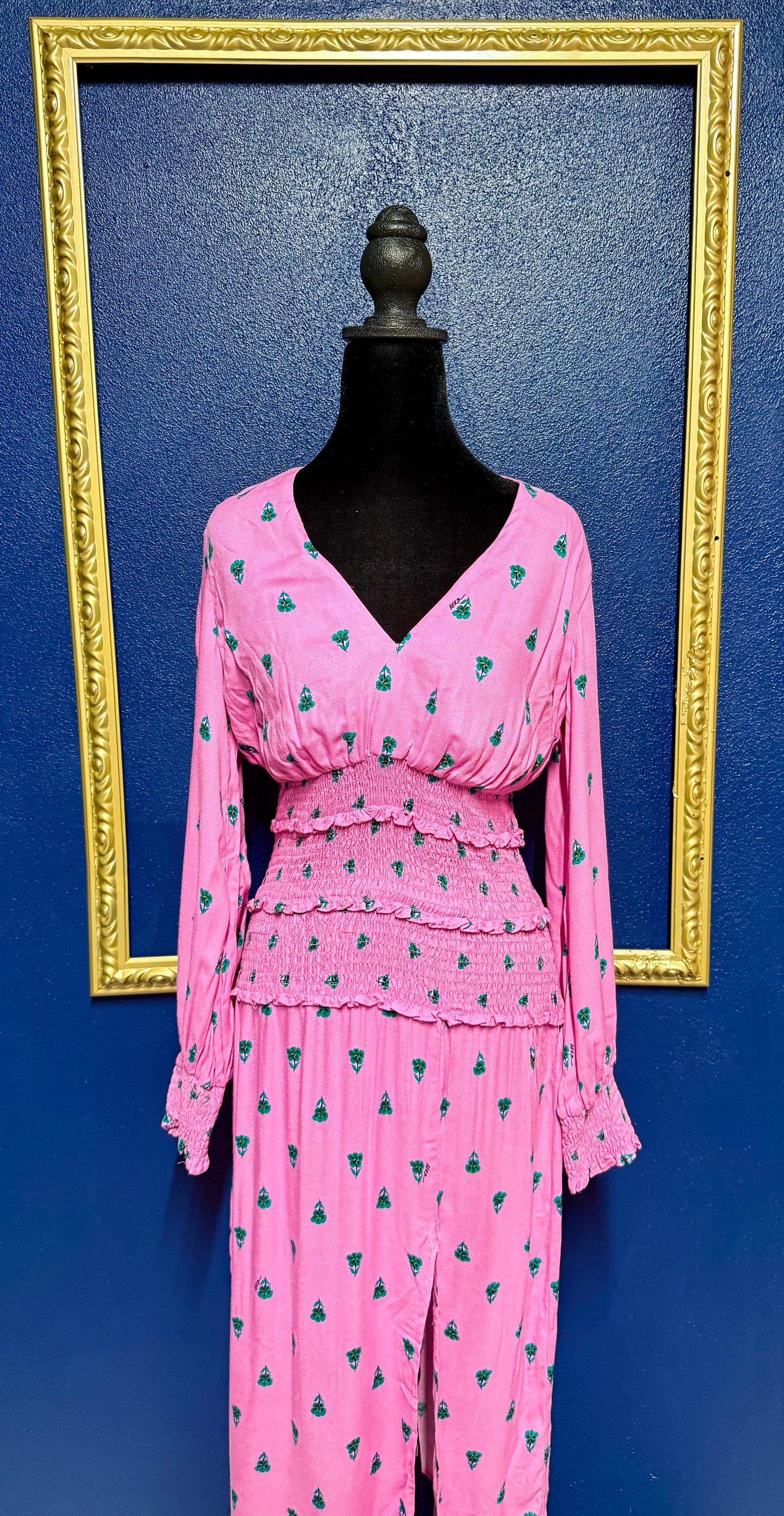 AFRM Pink Smocked Waist Dress