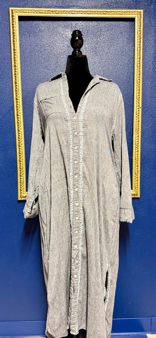 Subtle Luxury Grey Embroidered Dress