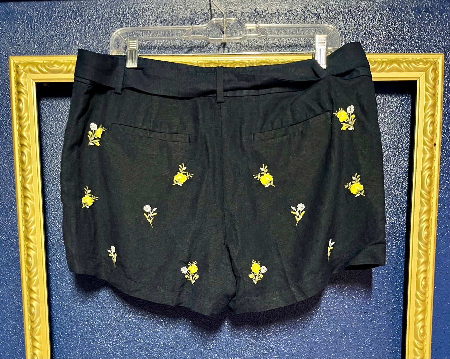Loft Navy Embroidered Shorts