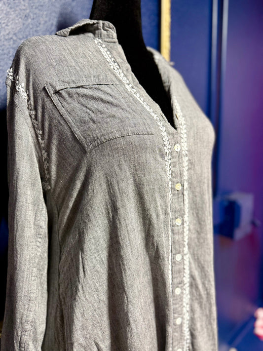 Subtle Luxury Grey Embroidered Dress