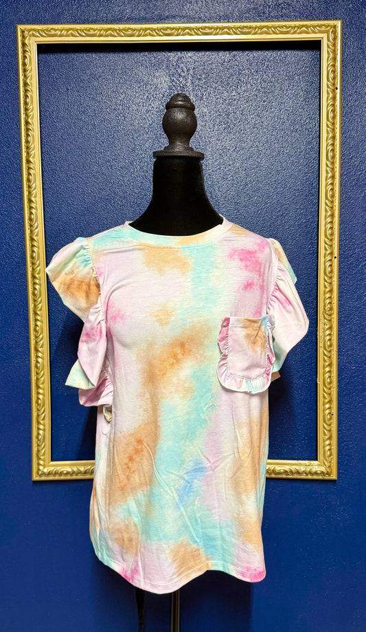 Tie Dye Ruffle Shirt