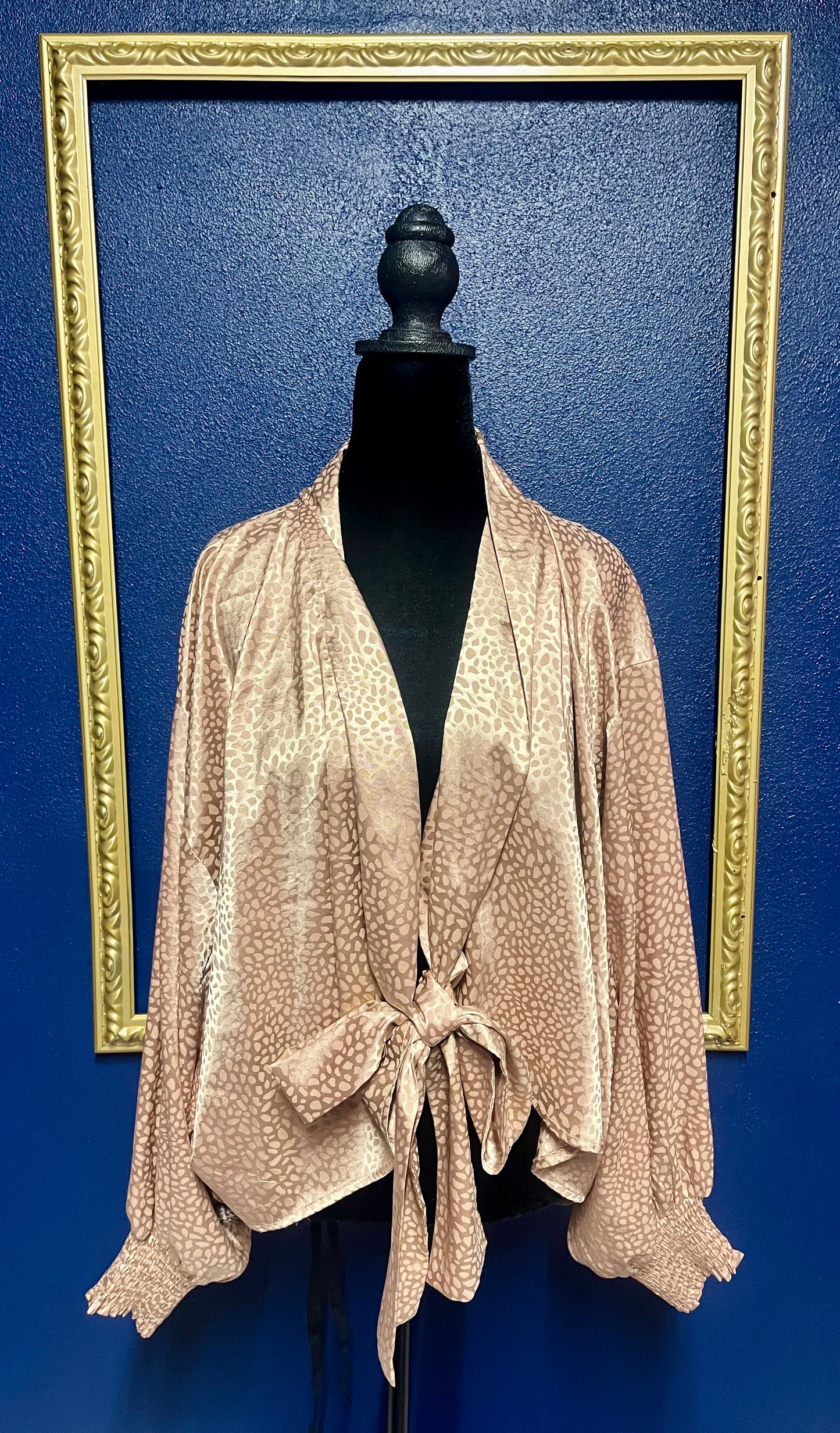 Vici Gold Leopard Front Tie Blouse