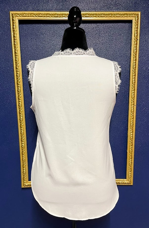White Eyelash Lace Tank
