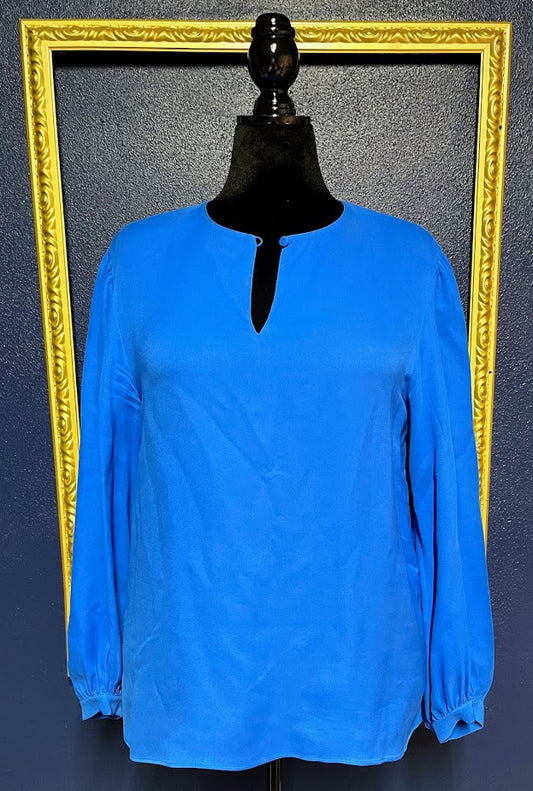 Lafayette 148 Royal Blue Layton Silk Blouse