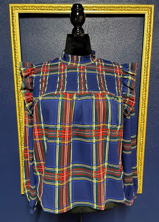 Sugarlips Blue Plaid Blouse