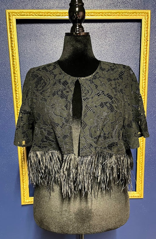Mariel Lace and Ostrich Feather Shawl