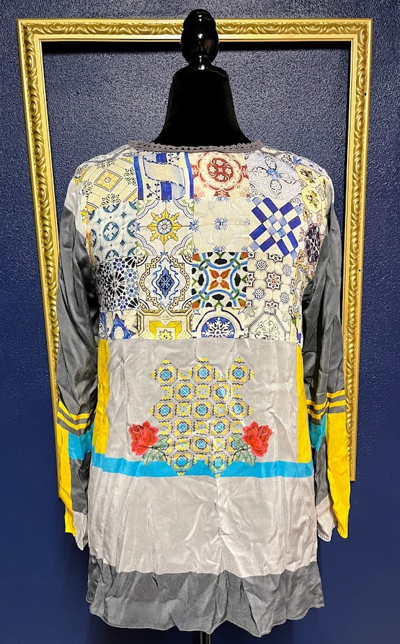 Johnny Was Multi Silk Blouse