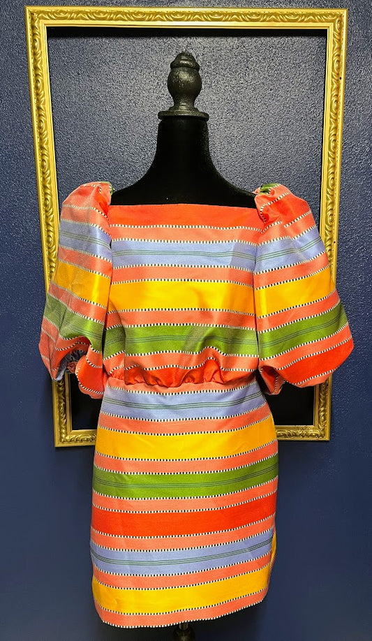 Antonio Melani Stripe Puff Sleeve Mini Dress