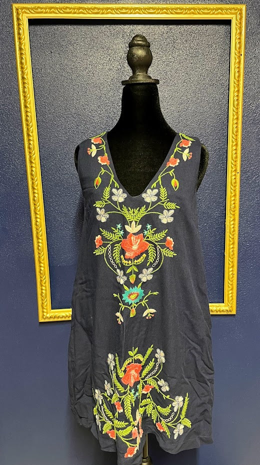 Umgee Navy Embroidered Dress