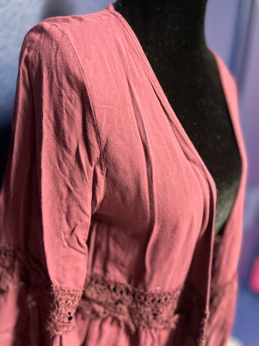 Jodifl Maroon Fringe Kimono