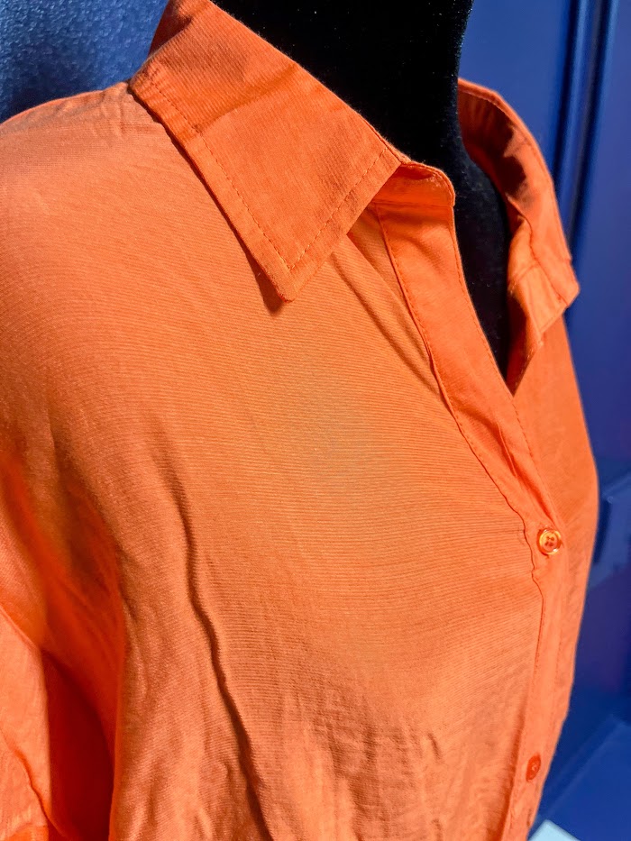 Glam Bright Orange Front Tie Button Down
