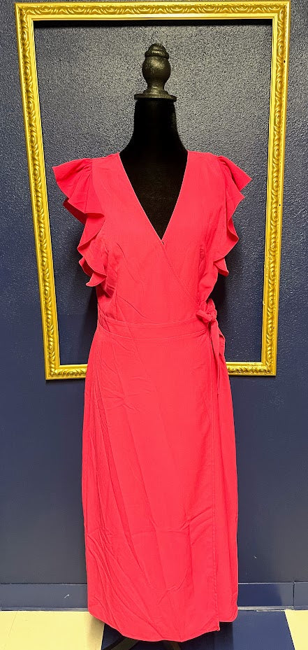 Who What Wear Pink Wrap Dress