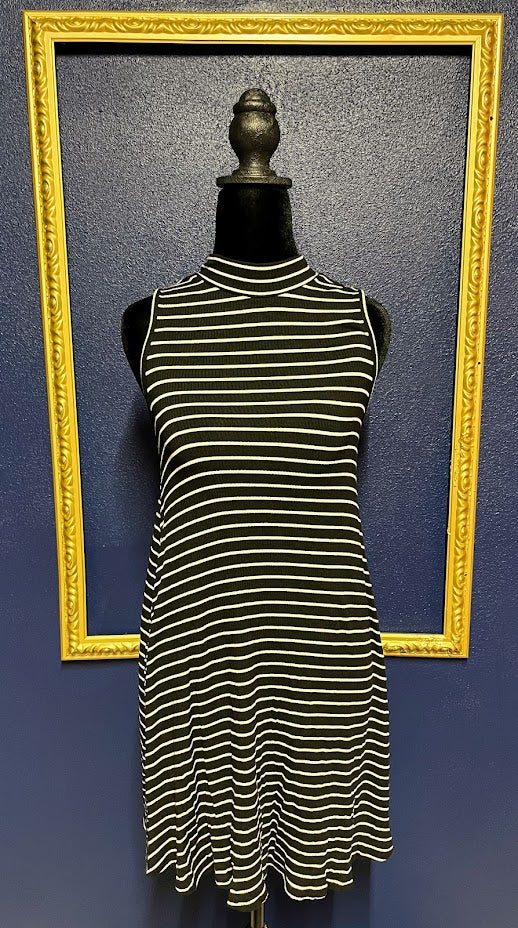 Sweet Claire Striped Ribbed Sleeveless Dress