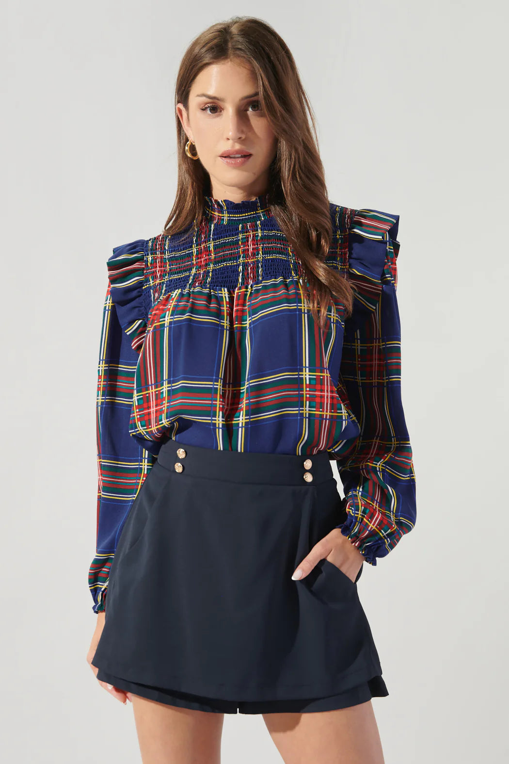 Sugarlips Blue Plaid Blouse