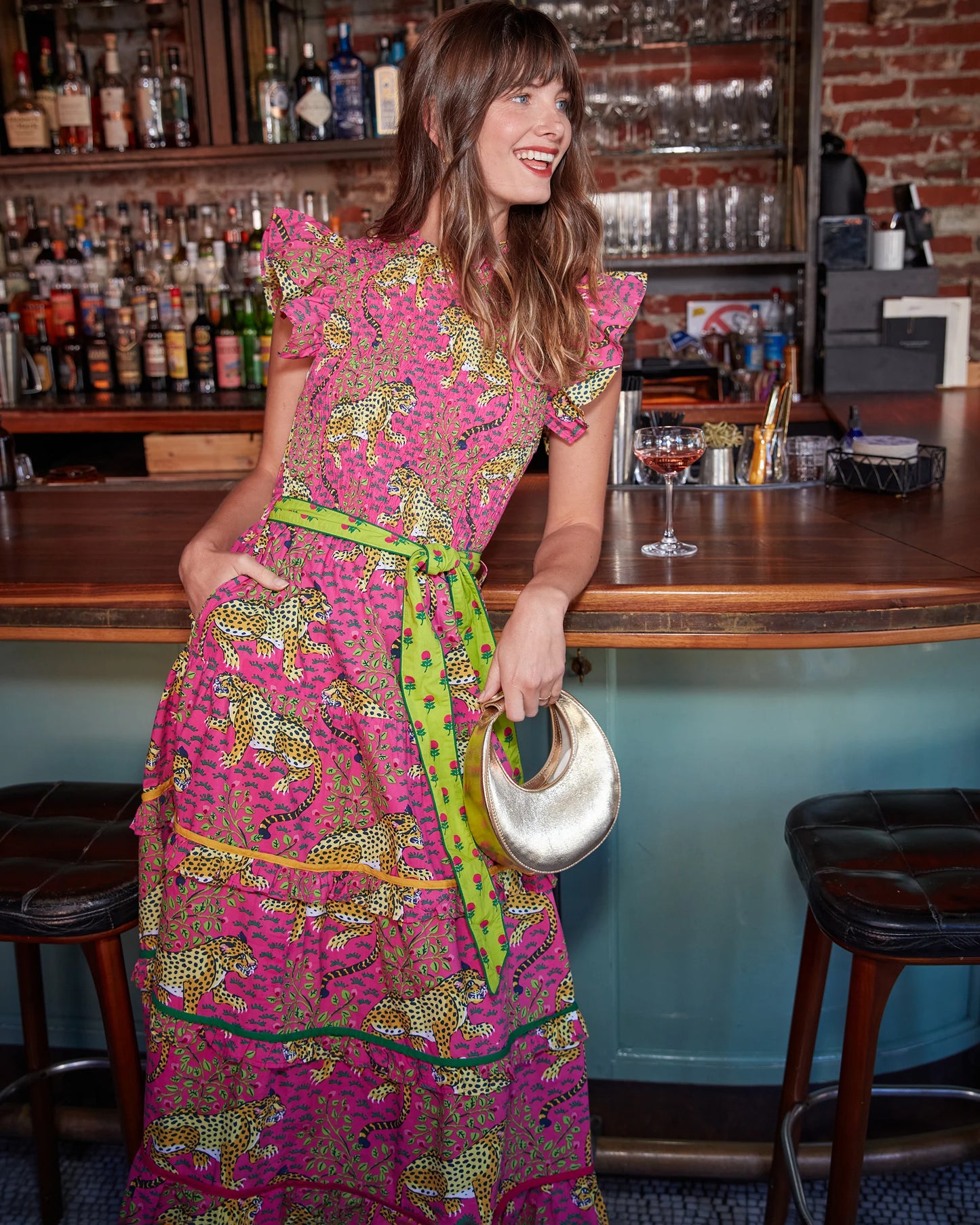 Printfresh Smocked Hot Pink Leopard Print Dress