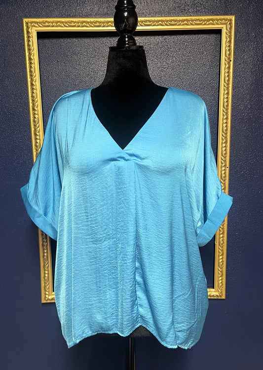 Glam Silk Blue Blouse